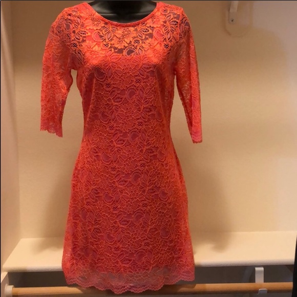 BEC n BRIDGE Lace Dress in Coral - Picture 8 of 10